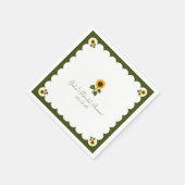 Elegant Vrijgezellenfeest Rustiek Zonnebloem Olijf Servet (Hoek)