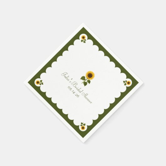 Elegant Vrijgezellenfeest Rustiek Zonnebloem Olijf Servet (Hoek)