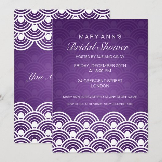 Elegant Vrijgezellenfeest Scalloped Pattern Paars Kaart (Voorkant / Achterkant)