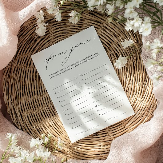 Elegant Vrijgezellenfeest Schort spel Kaart