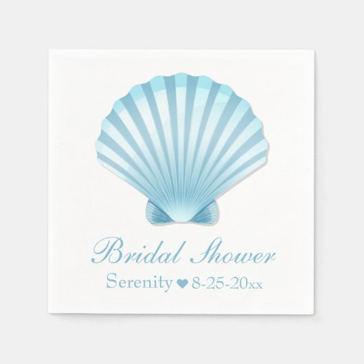Elegant Vrijgezellenfeest Seashell Blauw Nautisch  Servet (Voorkant)
