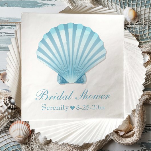 Elegant Vrijgezellenfeest Seashell Blauw Nautisch  Servet