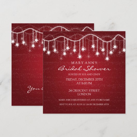 Elegant Vrijgezellenfeest Shimmering Stars Red Kaart (Voorkant / Achterkant)