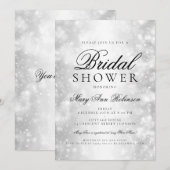 Elegant Vrijgezellenfeest Silver Shimmer Lights Kaart (Voorkant / Achterkant)