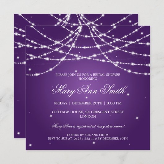 Elegant Vrijgezellenfeest Sparging String Paars Kaart (Voorkant / Achterkant)