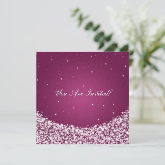 Elegant Vrijgezellenfeest Star Sparkle Berry Roze Kaart (Staand voorkant)