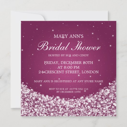 Elegant Vrijgezellenfeest Star Sparkle Berry Roze Kaart (Achterkant)