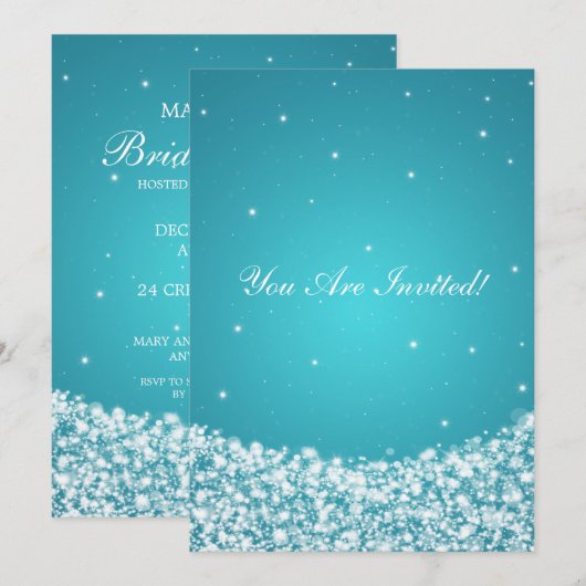 Elegant Vrijgezellenfeest Star Sparkle Blue Kaart (Voorkant / Achterkant)