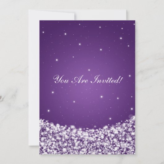Elegant Vrijgezellenfeest Star Sparkle Paars Kaart (Voorkant)