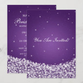 Elegant Vrijgezellenfeest Star Sparkle Paars Kaart (Voorkant / Achterkant)
