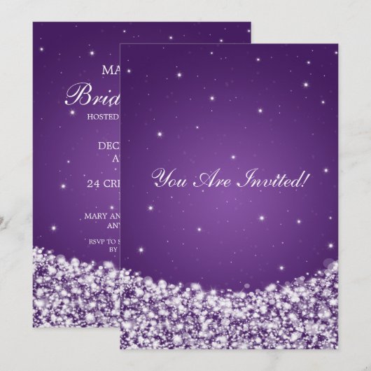 Elegant Vrijgezellenfeest Star Sparkle Paars Kaart (Voorkant / Achterkant)