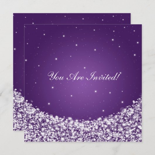 Elegant Vrijgezellenfeest Star Sparkle Paars Kaart (Voorkant / Achterkant)