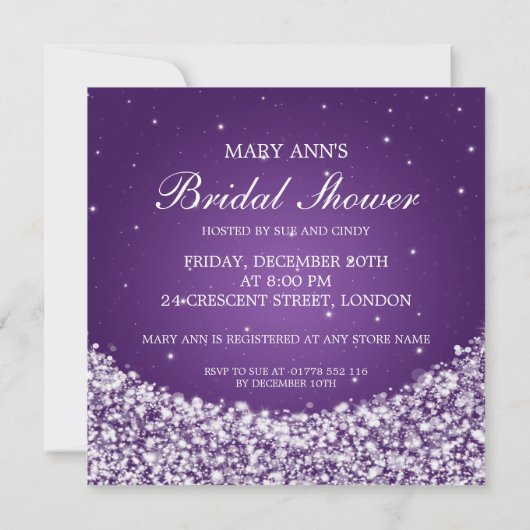 Elegant Vrijgezellenfeest Star Sparkle Paars Kaart (Achterkant)