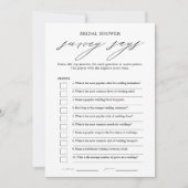 Elegant Vrijgezellenfeest Survey zegt Game Kaart (Voorkant)