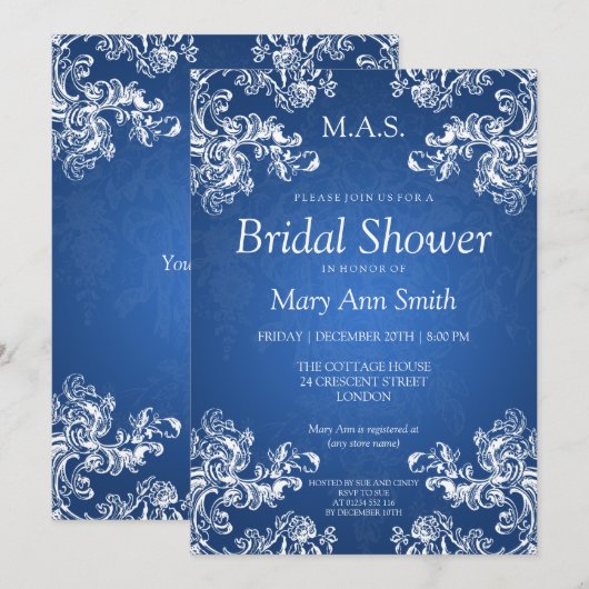 Elegant Vrijgezellenfeest Swirls 2 Sapphire Kaart (Voorkant / Achterkant)