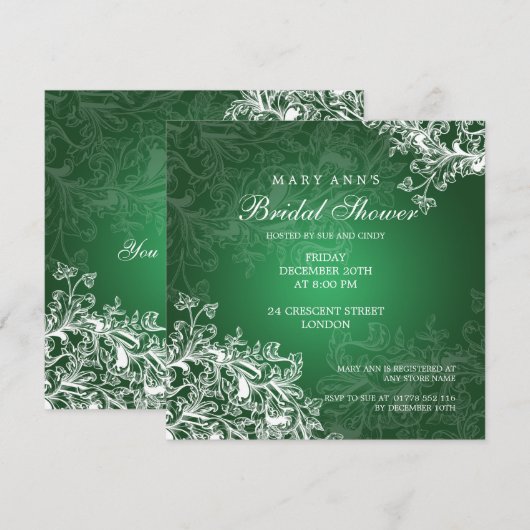 Elegant Vrijgezellenfeest  Swirls Green Kaart (Voorkant / Achterkant)