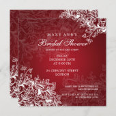 Elegant Vrijgezellenfeest Swirls Red Kaart (Voorkant / Achterkant)