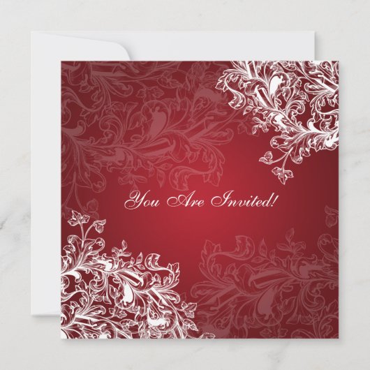 Elegant Vrijgezellenfeest  Swirls Red Kaart (Achterkant)