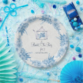 Elegant Vrijgezellenfeest Tea Party Dusty Blue Flo Papieren Bordje (Feest)