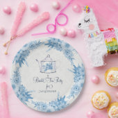 Elegant Vrijgezellenfeest Tea Party Dusty Blue Flo Papieren Bordje (Feest)