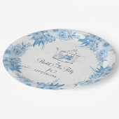 Elegant Vrijgezellenfeest Tea Party Dusty Blue Flo Papieren Bordje (Gekanteld)