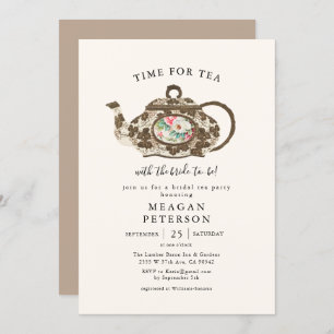 Elegant Vrijgezellenfeest Tea Party Invitation Kaart
