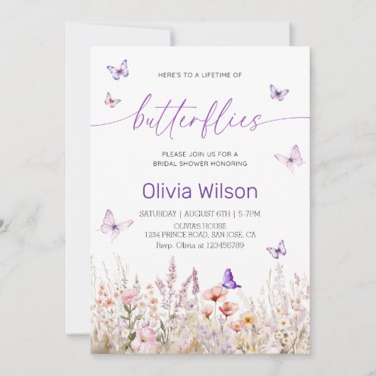 Elegant Vrijgezellenfeest | Tijdsduur van Butterfl Kaart (Voorkant)