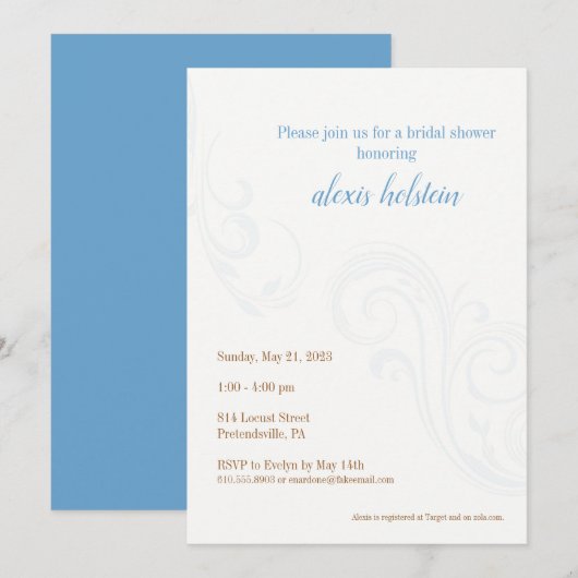 Elegant Vrijgezellenfeest Uitnodigen, Blauw Kaart (Voorkant / Achterkant)