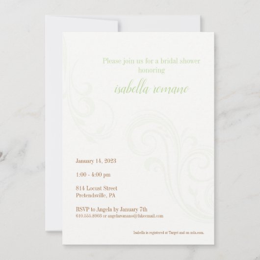 Elegant Vrijgezellenfeest Uitnodigen, Mint Kaart (Voorkant)