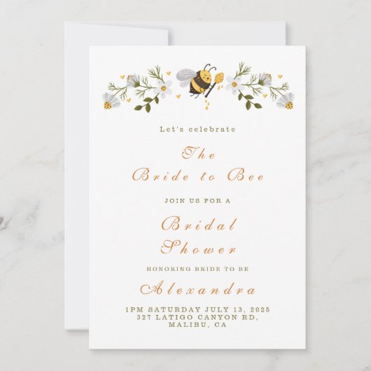 Elegant vrijgezellenfeest van de bloemenbij kaart (Voorkant)
