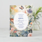 Elegant Vrijgezellenfeest voor goud en Paarse vlin Kaart (Staand voorkant)