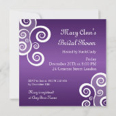 Elegant Vrijgezellenfeest White Swirls Paars Kaart (Achterkant)