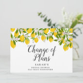 Elegant Vrijgezellenfeest Wijziging plannen Lemons Kaart (Staand voorkant)