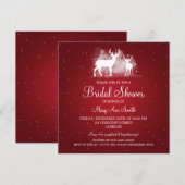 Elegant Vrijgezellenfeest Winter Deer Sparkle Red Kaart (Voorkant / Achterkant)