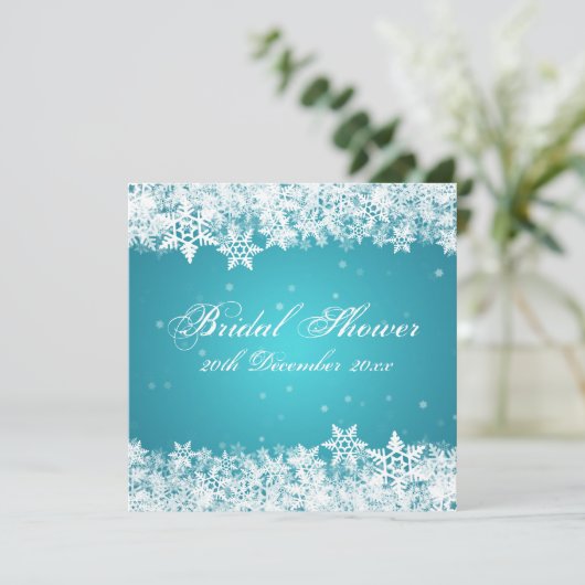 Elegant Vrijgezellenfeest Winter Snowflakes Blue Kaart (Staand voorkant)