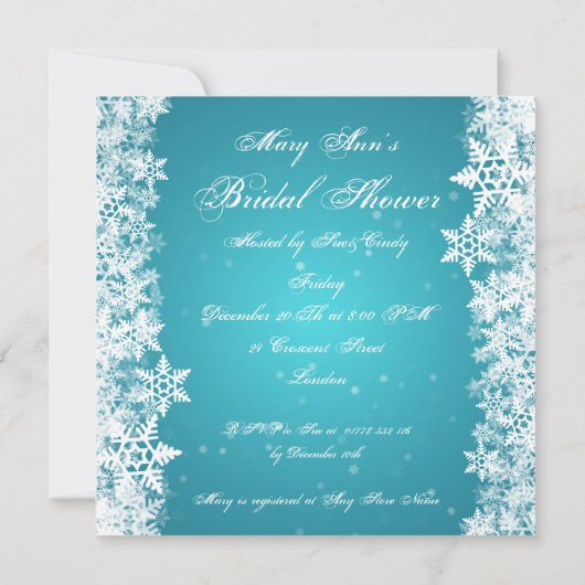 Elegant Vrijgezellenfeest Winter Snowflakes Blue Kaart (Achterkant)