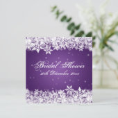 Elegant Vrijgezellenfeest Winter Snowflakes Paars Kaart (Staand voorkant)