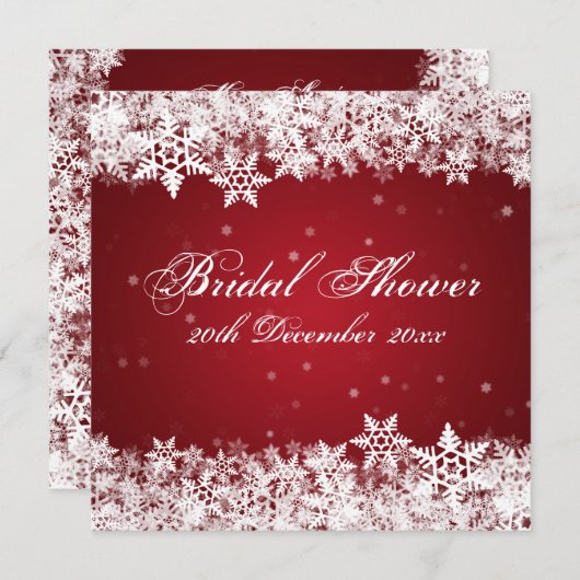 Elegant Vrijgezellenfeest Winter Snowflakes Red Kaart (Voorkant / Achterkant)