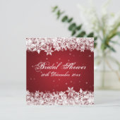 Elegant Vrijgezellenfeest Winter Snowflakes Red Kaart (Staand voorkant)