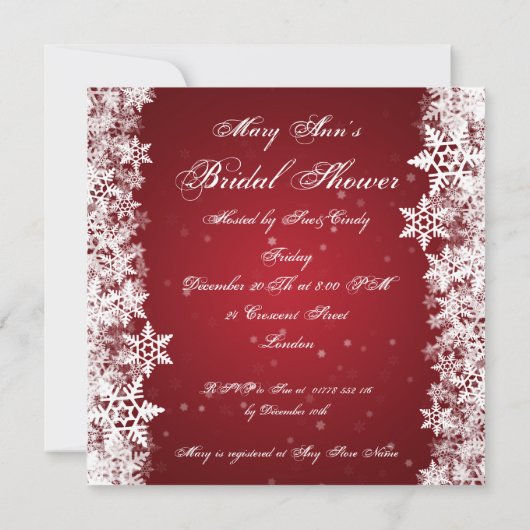 Elegant Vrijgezellenfeest Winter Snowflakes Red Kaart (Achterkant)