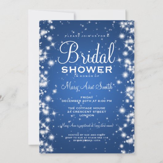 Elegant Vrijgezellenfeest Winter Sparkle Blue Kaart (Voorkant)