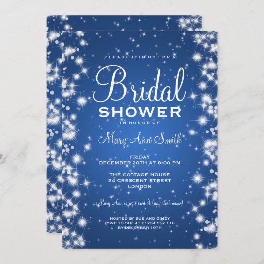 Elegant Vrijgezellenfeest Winter Sparkle Blue Kaart (Voorkant / Achterkant)