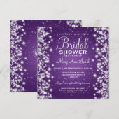 Elegant Vrijgezellenfeest Winter Sparkle Paars Kaart (Voorkant / Achterkant)