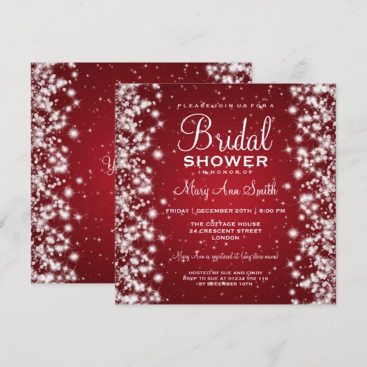 Elegant Vrijgezellenfeest Winter Sparkle Red Kaart (Voorkant / Achterkant)