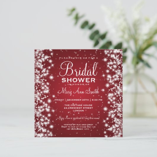 Elegant Vrijgezellenfeest Winter Sparkle Red Kaart (Staand voorkant)