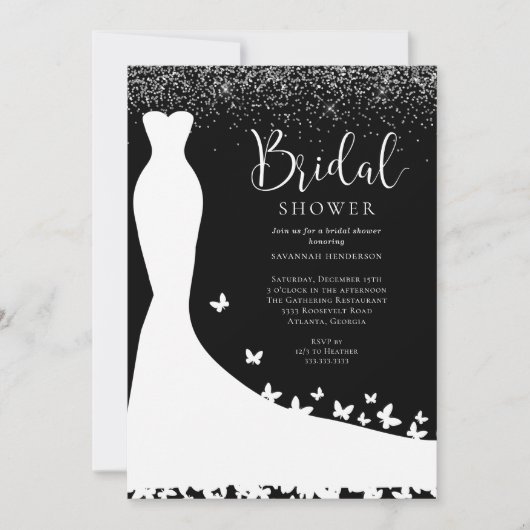 Elegant Vrijgezellenfeest zwart en zilver glitter Kaart (Voorkant)