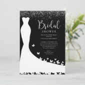 Elegant Vrijgezellenfeest zwart en zilver glitter Kaart (Staand voorkant)