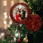 Elegant vrolijk en helder foto rood goud keramisch ornament