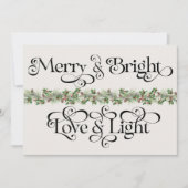 Elegant Vrolijk en Helder in Liefde en Lichte Vaka Feestdagenkaart (Voorkant)