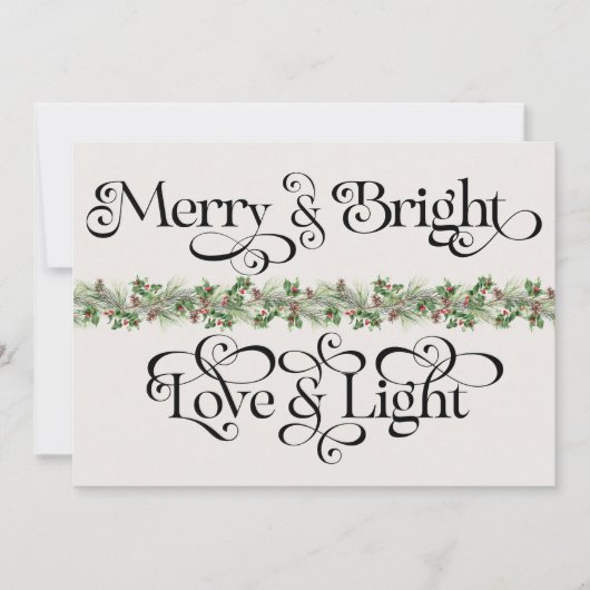 Elegant Vrolijk en Helder in Liefde en Lichte Vaka Feestdagenkaart (Voorkant)